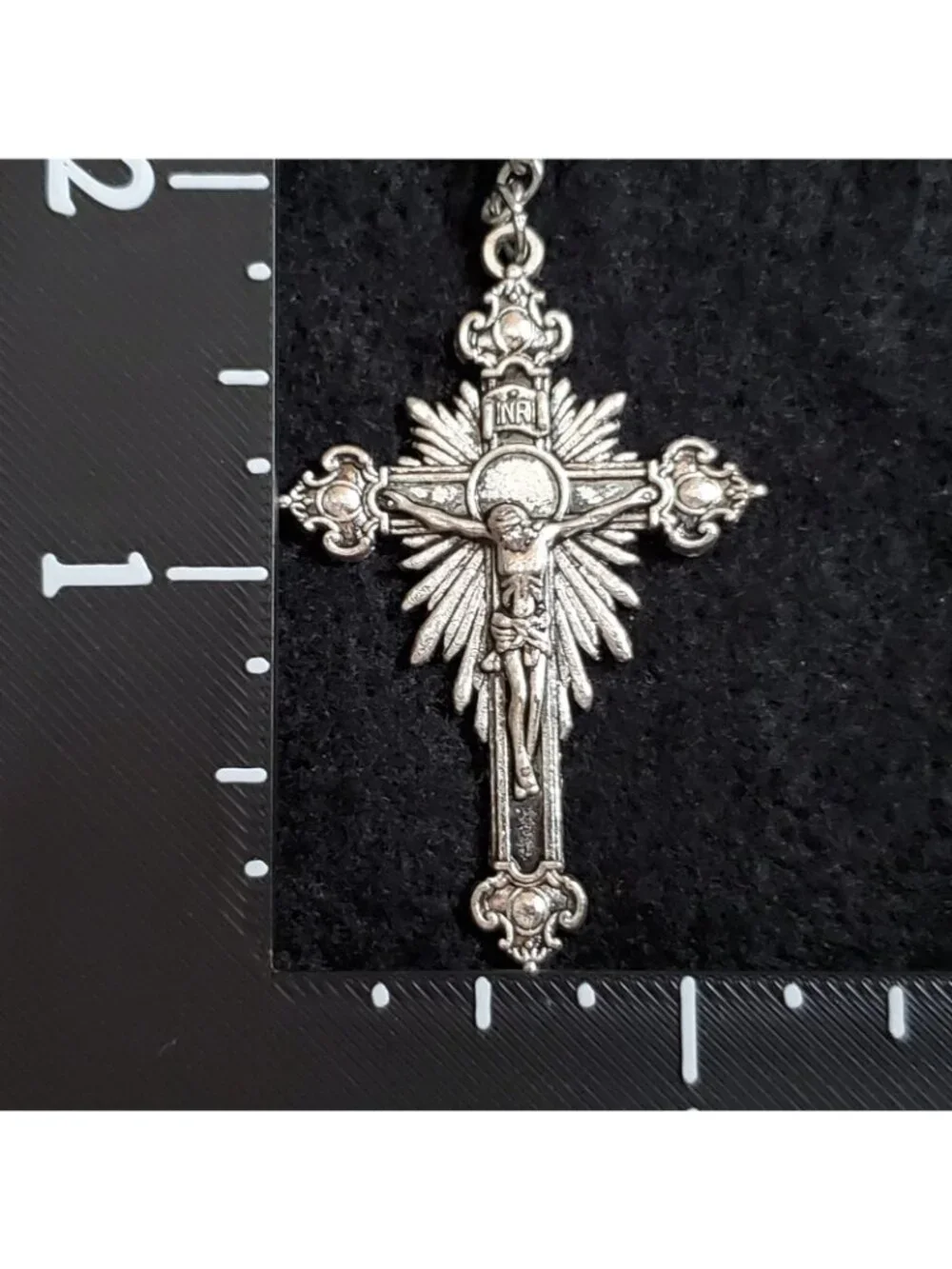 Fatima Rosary Necklace Silver Tone Blue Glass Italy 1917 2017 28